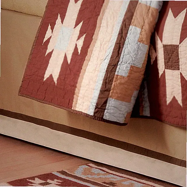 BROWN STRIPE * Twin BEDSKIRT : LODGE CANYON CABIN CREAM DUST RUFFLE BED SKIRT
