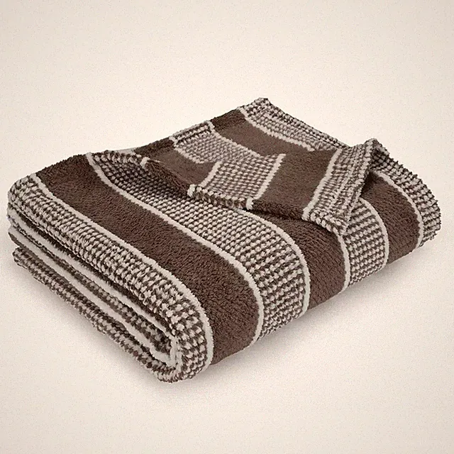 Catalonia Blanket Throw Fleece NEW Brown Stripe 50" X 60"