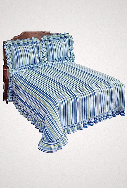 Classic Vertical Striped Design Plisse Bedspread Twin New