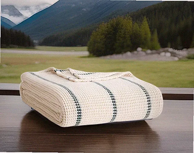 Dreanweave Waffle Bed Blanket Full/Queen, Aegean Stripe