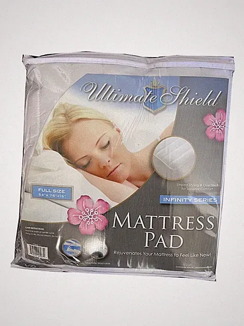 Full Size Overfilled Striped Mattress Pad Deep Pocket