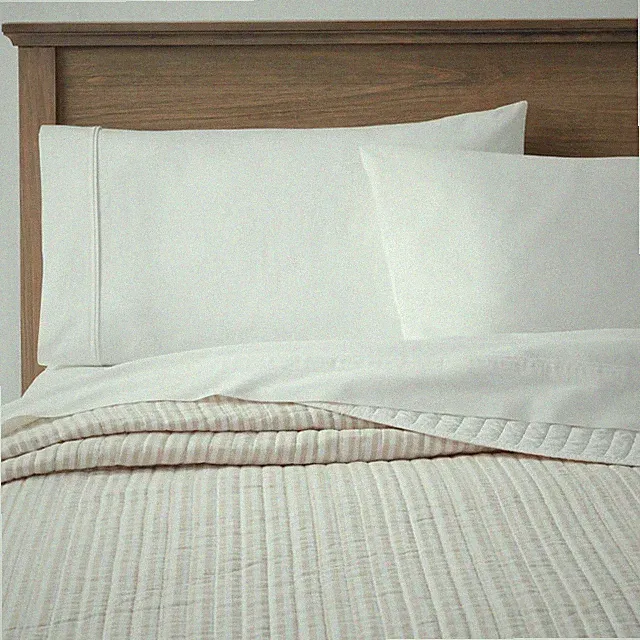 King Reversible Cotton Stripe Quilt Khaki - Threshold