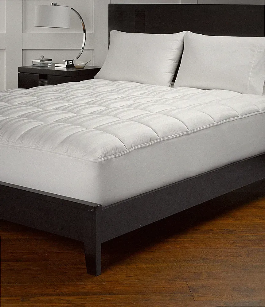 Luxury King Size White Striped Mattress Pad Egyptian Cotton 21 Inch Deep Pocket