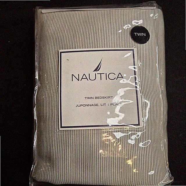 Nautica Twin Beige Bedskirt Calaway Textured Stripe