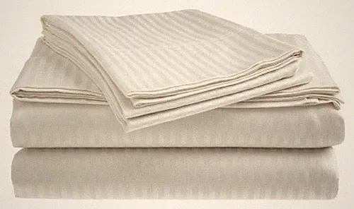 Queen Size White 400 Thread Count 100% Cotton Sateen Dobby Stripe Sheet Set