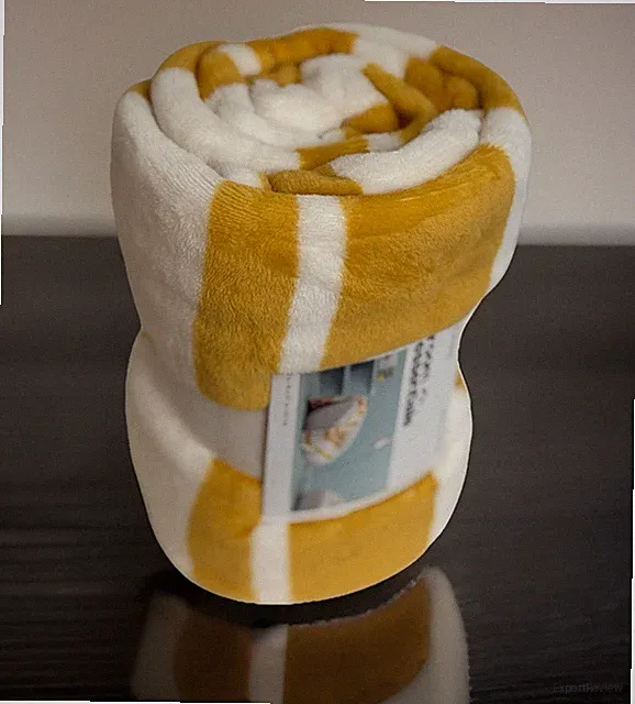 Room Essentials Yellow White Striped Throw Blanket 50 x 60 Machine Washable