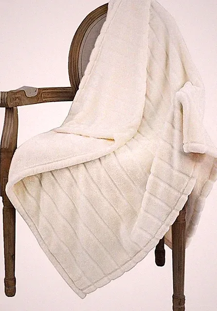Stripe Plush Throw Blanket Super Soft Fuzzy Warm Blanket Fluffy Cozy Luxury
