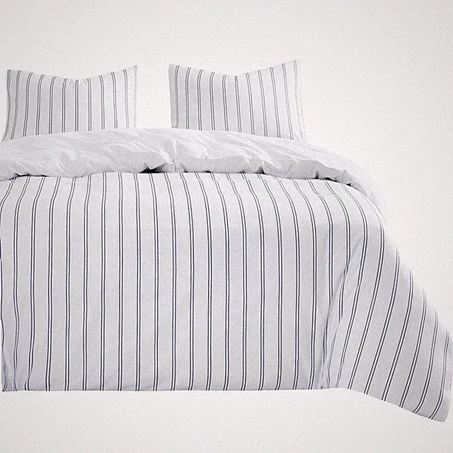 Striped Comforter Set, Ticking Stripe Vertical Pinstripe Neutral Farmhouse...
