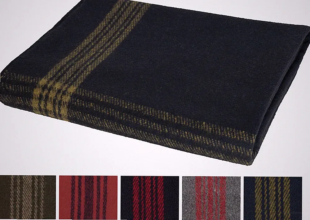 Striped Wool Blend Blanket Camping Survival Emergency Bed Throw Cover 62" x 80"