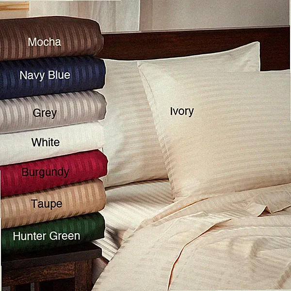 US FULL SIZE 100% COTTON 1200 TC STRIPES COLORS SELECT BEDDING SET