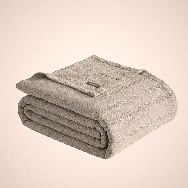 Variegated Weave Stripe Green 100% Cotton Full Queen Blanket