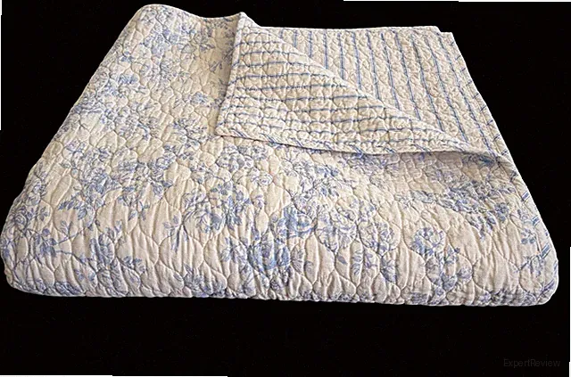 VTG Ralph Lauren Full Queen Floral Blue White Stripe Quilt Reversible 90”x90”