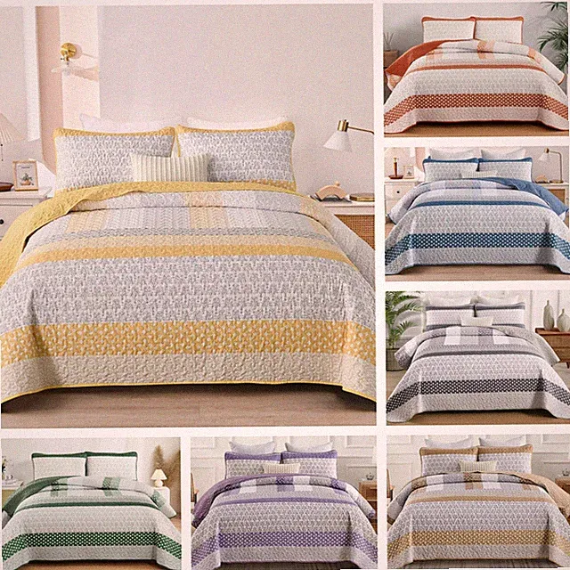 WONGS BEDDING Bohemian Stripe Bedspread Sets Queen/King Lightweight Microfiber
